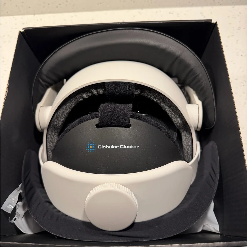 White VR Headset with Adjustable Straps compatible with Apple Vision WP1374